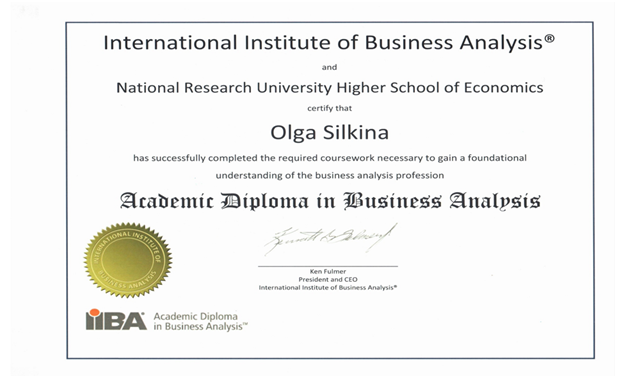 Третий выпуск студентов факультета Бизнеса и менеджмента, получивших академический диплом бизнес-аналитика Международного института бизнес-анализа